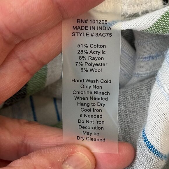 Soft Surroundings Blue Green Striped Embroidered Tunic Top Cotton Blend Medium - Picture 9 of 10